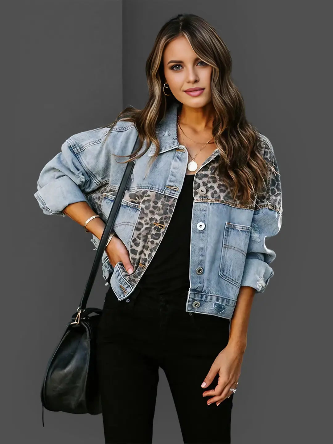 Karen™ Leo Print Denim Jacket