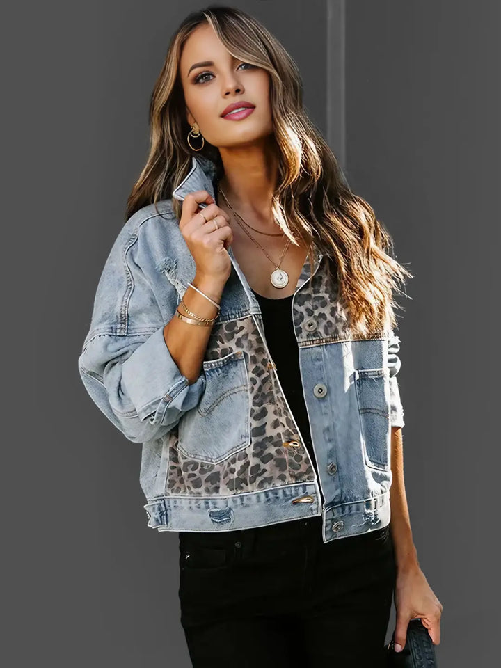 Karen™ Leo Print Denim Jacket