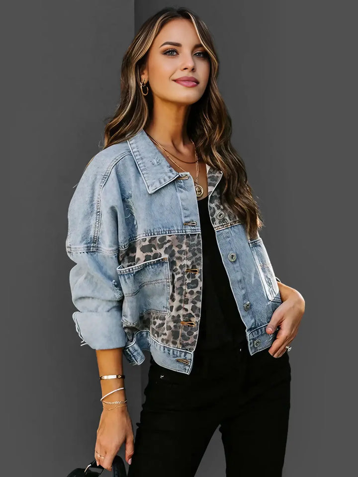 Karen™ Leo Print Denim Jacket