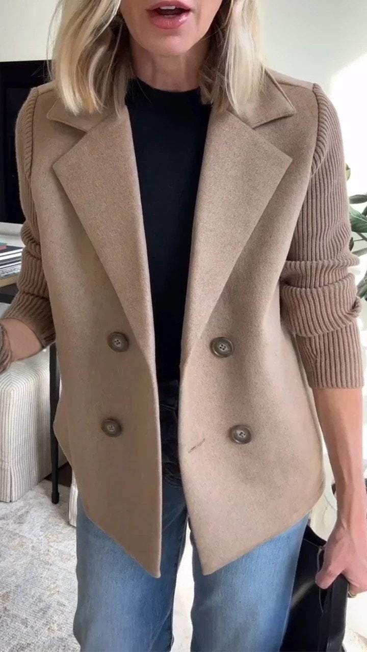 Doreen™ Elegant Knit-Sleeve Blazer