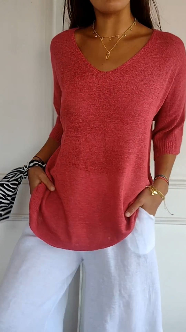 Laura™ V-Neck Light Knit Sweater